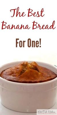 This tender homemade banana bread is made with 1 ripe banana and a few pantry staples. This easy banana bread recipe is the perfect size for one person. | One Dish Kitchen # #bananabread #1banana #onebanana #bread #quickbread #singleserving #cookingforone #recipeforone #onedishkitchen