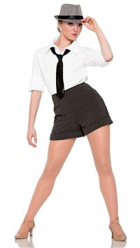 Shorts: Grey twill ; For Shirt Order # WSHIRT ; For Black Sequin Tie Order # 8358-51 ; Hat Not Available ; #dancecostumes #dance #dancecompetition #artstonethecompetitor #tapjazz #tapjazzdance
