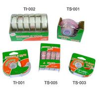 Tape With Dispenser Features: TS-001: 3/4 x 1000 crystal tape with bonus paper clip pack and double sided dispenser Packing: 160pcs/master carton N.W.: 35.3kg G.W.: 37.3kg Cuft: 3.1 Dimensions of master carton: 17.1 x 17.4 x 17.8cm TS-003: 1/2 x 500 crystal clear tape with single side dispenser Packing: 24pcs/box 288pcs/carton N.W.: 15kg G.W.: 17.6kg Cuft: 1.5 Dimensions of master carton: 22.3 x 12 x 9.5cm TI-001: 3/4 x 1296 invisible tape with double sided dispenser Packing: