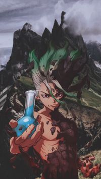 Doctor stone. Senku Ishigami. Aesthetic wallpaper. Anime x Reality.