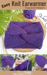 Easy Garter Stitch Ear Warmer - Free Knit Pattern - The Purple Poncho