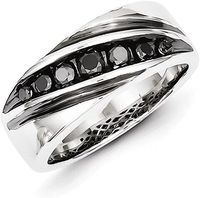 Jewelry Adviser Rings Sterling Silver Black Diamond Men’s Band Ring. #ring #jewelry #SterlingSilver