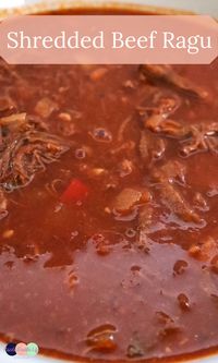 Shredded beef ragu with Instant Pot method is made with tender and juicy pieces of beef, swimming in a rich and savory tomato sauce. Serve over rice, mashed potatoes, or pasta to make it a complete meal. #beef #slowcooker #instantpot #ragu #ragusauce #italianfood #easyrecipe