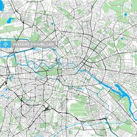 High Quality Vector Map of Berlin in light style with streetnames. This Map contain sover 1 million path points for water-shapes and lines, greens, major secondary and minor roads as such as smaller p... ... #printable #map #download #digital #template #wallart #home #decor #poster #design #vector #business #license #hebstreit