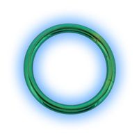 Hinged Titanium Segment Ring - 1mm (18g), 10mm (3/8"), Green (£9.00) • Product Code: JB-TI-HSR313. Micro hinged segment ring made of Grade 23 Titanium for body piercings. Ring Thickness: 1mm (18 gauge). Hinge allows easier fitting: segment part is hinged & can't be completely removed so it won't get lost. Available internal diameters: 8mm; 10mm. Available in a variety of Titanium colors.