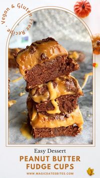 These Peanut Butter Fudge Cups are the ultimate dessert for chocolate peanut butter lovers! this vegan and gluten-free treat seriously hit the spot for us. These better-for-you treats have almost no added sugar and are made of nutrient-dense ingredients. This recipe is perfect for holidays or a crowd! | Chocolate peanut butter fudge easy. Homemade peanut butter fudge. Peanut butter fudge easy ingredients. Peanut butter chocolate. Cute Christmas Desserts. Christmas Sweets. Xmas Desserts Recipes |