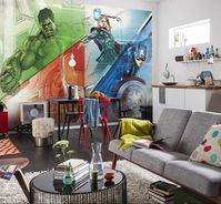 Cool design Hulk Thor and Captain America wallpaper mural for kids and teens.
