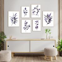 Set of 6 Purple Botanical Prints, Purple wall art, Botanical Plant Wall Art, Eucalyptus Prints, Living Room Wall Art