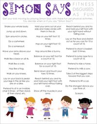 Simon Says Active Kids FREE printable activity for healthy kids