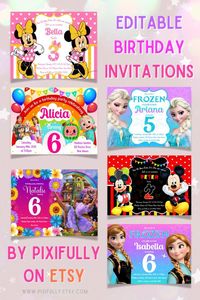 Editable birthday invitation Editable cocomelon birthday invitation editable birthday invitations editable encanto birthday invitation Editable minnie mouse birthday invitation Editable mickey mouse birthday invitation Editable frozen birthday invitation Editable encanto isabela birthday invitation Editable encanto mirabel birthday invitation