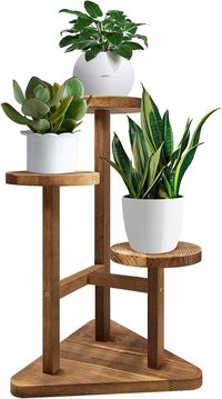 GEEBOBO 3 Tier Plant Stand, Tall Wood Plant Shelf Holder for Indoor Plants, Outdoor Garden Plant Display Rack Flower Pot Stand for Corner Living Room Balcony Garden Patio, Nature,V3( No Wheels) NEW PRODUCT PROMOTION:15%.【Upgraded Plant Stand】This is the latest version of 3 tier plant stand with unrivalled advantages made by us, who have been producing tiered plant stand for 10 years and constantly improve them according to customers' voice. To be more solid, the support rods and trays have bee