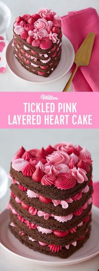 Tickles Pink Layered Heart Cake. #Valentines #teaparty #desserts