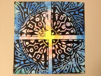 Grade 4 Printmaking: Watercolor on background; foam printing plate