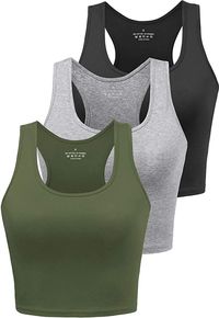 Amazon.com: Sports Crop Tank Tops for Women Cropped Athletic Yoga Tops Racerback Running Tanks Cotton Workout Shirts Sleeveless Undershirts Exercise Gym Clothes 3 Pack Black/Grey/Olive XL : Clothing, Shoes & Jewelry