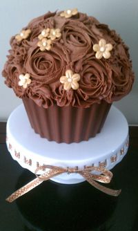 Chocolate giant cupcake with buttercream roses