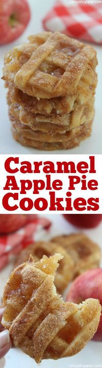 Caramel Apple Pie Cookies -Easy fall cookie. Pastry crust, warm gooey caramel and apples make them delish.