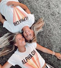 Ali & Ariel on Instagram: “I’ve got sunshine on a cloudy day ☀️💕🌈 @asu_axo custom tees by #AliAndAriel”