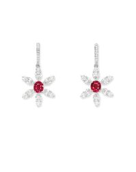 A PAIR OF RUBY AND DIAMOND EARRINGS
