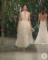 Backless Halter Wedding Dress / Wedding Gown with Deep Neck Cut and Open Back. Ideal for the Beach Wedding. Bridal Couture Collection “Florence By Night”. Runway Show by Galia Lahav