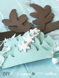 Disney #frozen Elsa and Sven headwear for a party! Easy to make out of craft foam!