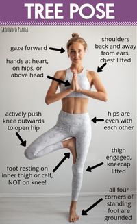 Tree pose is one of the top 10 yoga poses I highly recommend for everyone to do daily. When ever I have no time to work out I always make sure to do these yoga poses because they wake up my body helping me feel great! #yogaposes #yogaforbeginners #yogaeveryday #groundedpanda