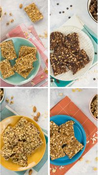 Four easy and quick no-bake granola bars for a healthy snack.