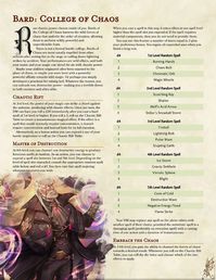 Bard - College of Chaos, because why should sorcerers have all the wild magic fun? : UnearthedArcana
