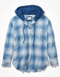 AE Oversized Hooded Flannel Shirt
