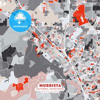 Murrieta, California, United States - modern street map poster template with gray and red tones ... #printable #download #map #design #pdf #vector #crazy #colorful #city #license #template #poster #digital #hebstreit