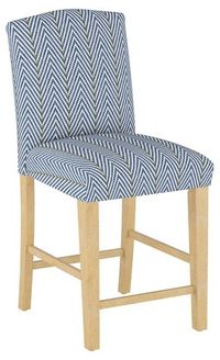 Marie Arched Counter Stool, Navy Herringbone Linen | One Kings Lane