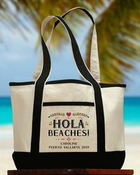 Beach tote bags available for personalization at Joy & Chaos!