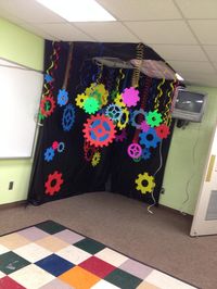 Notice how these Slinky's are hanging from the ceiling to create motion! Great idea to use for G-Force VBS! Save those items to reuse for VBS 2015! www.cokesburyvbs.com More