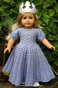 ABC Knitting Patterns - American Girl Doll Snow Princess Dress