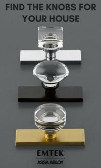 Choose classic crystal door knobs on contemporary narrow rosettes for a modern dream farmhouse. To Emtek, door hardware is more than a way to open, close, and secure a space. Each order is custom assembled in our Southern California facility and there is no predetermined combination of knobs, levers, rosettes and finishes. Mix and match your hardware to make your own statement.