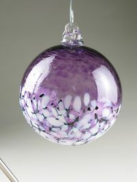 Blown Glass Suncatcher Ornament Ball Deep Purple by wolfartglass