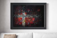 European Country Flag- Flag of Denmark. Hand painted Danish Flag. Painted on Paper. Acrylic paint, coloured pencils, ink. Patriotic Wall Decoration.