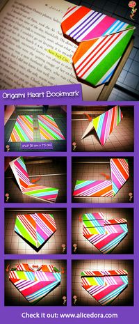 #Origami Heart #Bookmark #DIY