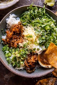 Crockpot White Chicken Chili Burrito Bowls | halfbakedharvest.com