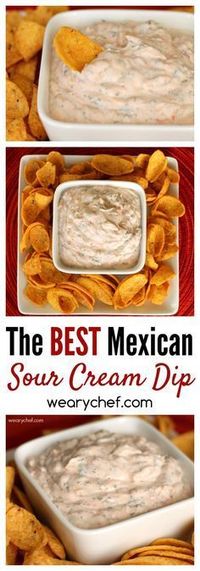 This crowd-pleasing Mexican Sour Cream Dip Recipe is perfect for last minute guests. All you need is sour cream, salsa, shredded cheese, and a few spices. You’ll be ready for dipping in five minutes!