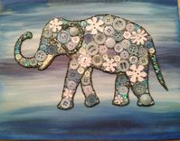 Button Art Elephant on Recycled Wood with Acrylic Paint Background #buttons #art #elephant #Woodworkingtools