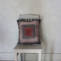 Square cover pillow 18x18 red and brown, pure linen decorative cover cushion for sofa, ombre cushion, Okavangosunset pillow