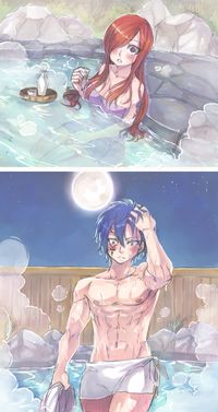 "What the hell are you doing here" Jerza moment at the hot springs!!!!!! >~< ||Fairy Tail||