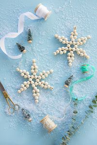 DIY Wood Bead Snowflake Ornaments #handmadeholiday #DIY #ornament