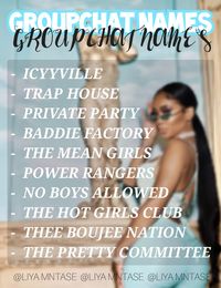 - Groupchat Names, Groupchat name ideas, Baddie names, Groupchat