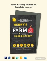 Instantly Download Farm Birthday Invitation Template, Sample & Example in Adobe Photoshop (PSD), Adobe Illustrator (AI) Format. Available in 4x6, 5x7 Inches + Bleed. Quickly Customize. Easily Editable & Printable.
