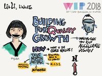 Next up in the #wip2018 breakout: Liz Li talking about building for quality growth. #sketchnotes