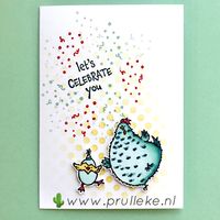 Dit is mijn eerste kaart met de kleurencombinatie van maart: Pretty Peacock, Pool Party, Daffodil Delight en Poppy Parade. Ik heb de Blending Brushes gebruikt met de Basic Pattern Masks om een patroontje in de achtergrond te maken. De feestelijke sfeer wordt niet alleen geaccentueerd door de vrolijke kleuren maar ook de door confetti om de spreuk. #Prulleke #prullekekleurencombinatie #Heybirthdaychickstampeset #blendingbrushes #basicpatterndecorativemasks #stampinupdemonstratrice #stampinupdemo