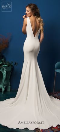 Amelia Sposa Wedding Dresses 2019 - Floriana | Simple open back deep v-back sleeveless mermaid wedding dress #weddingdress #weddingdresses #bridalgown #bridal #bridalgowns #weddinggown #bridetobe #weddings #bride #dreamdress #bridalcollection #bridaldress #dress See more gorgeous wedding dresses by clicking on the photo