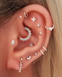Flat Cartilage Earring Flower Tragus Stud Clover Helix - Etsy