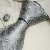 Amazon.com: Silver Pattern Men Neck Ties Paisley Fathers Day Gifts Italian Style Silk Tie Cufflinks Set A1086 One Size Silver: Clothing